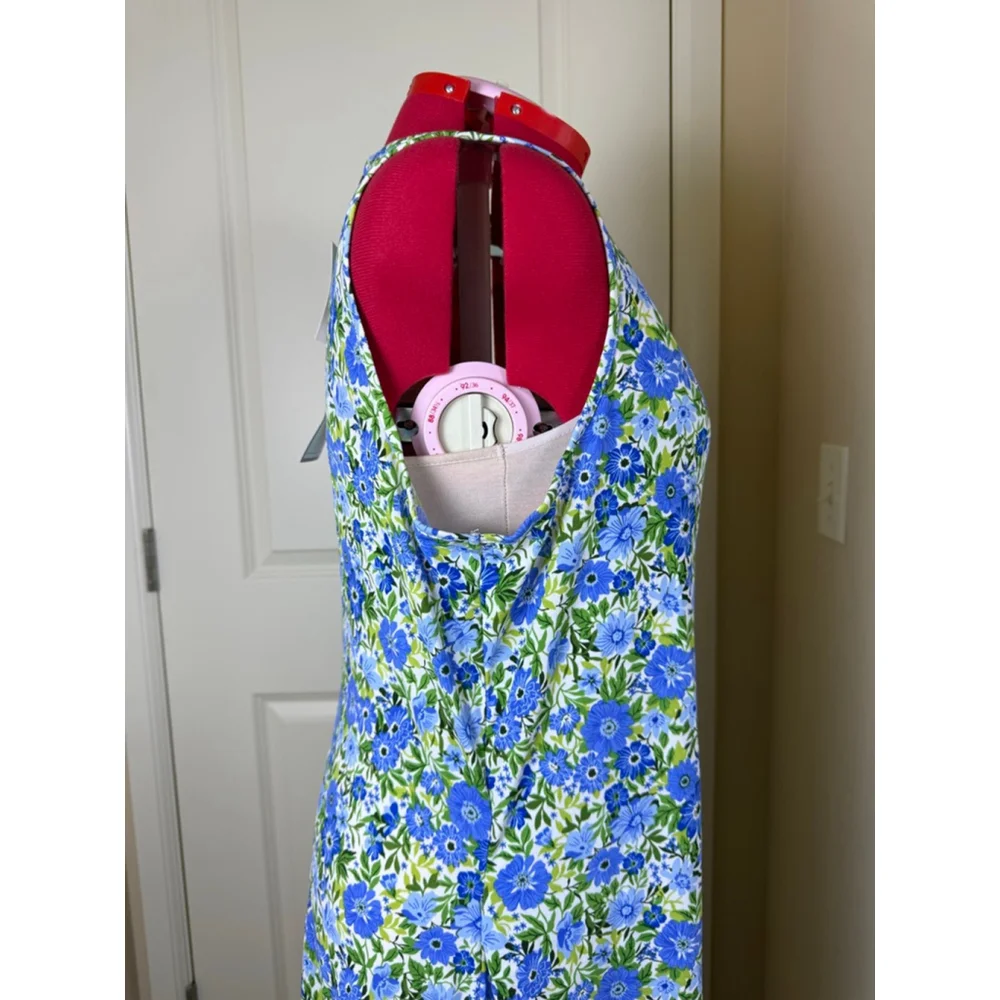 NWT Women's By Design Blue Green Floral Midi Wrap Dress Plus Size 1X - Picture 14 of 14